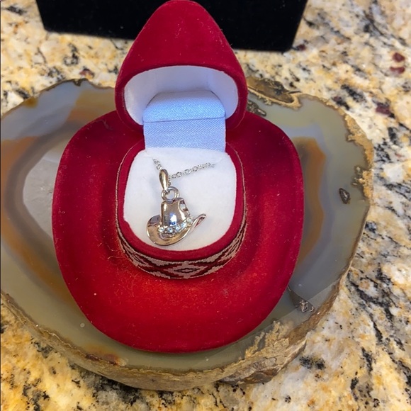 Cowboy Jewelry Dainty Silver Toned Hat 16 Guc W Hat Box Poshmark